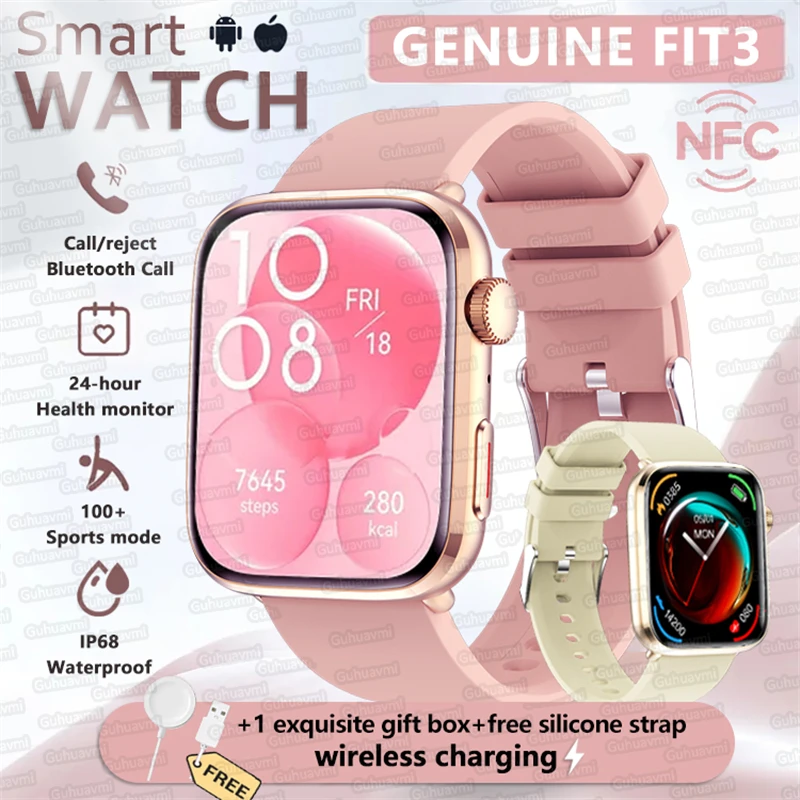 

2025 новые оригинальные часы NFC Smat, женские 1,85 дюйма, AMOLED-экран, кровяное давление, пульс, женское здоровье, водонепроницаемые умные часы для мужчин