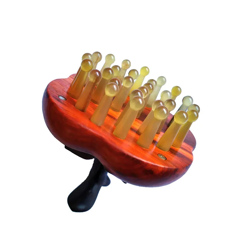 

Green Sandalwood Ring Croissant Tooth Massage Comb, Massage Comb 28 Tooth Comb