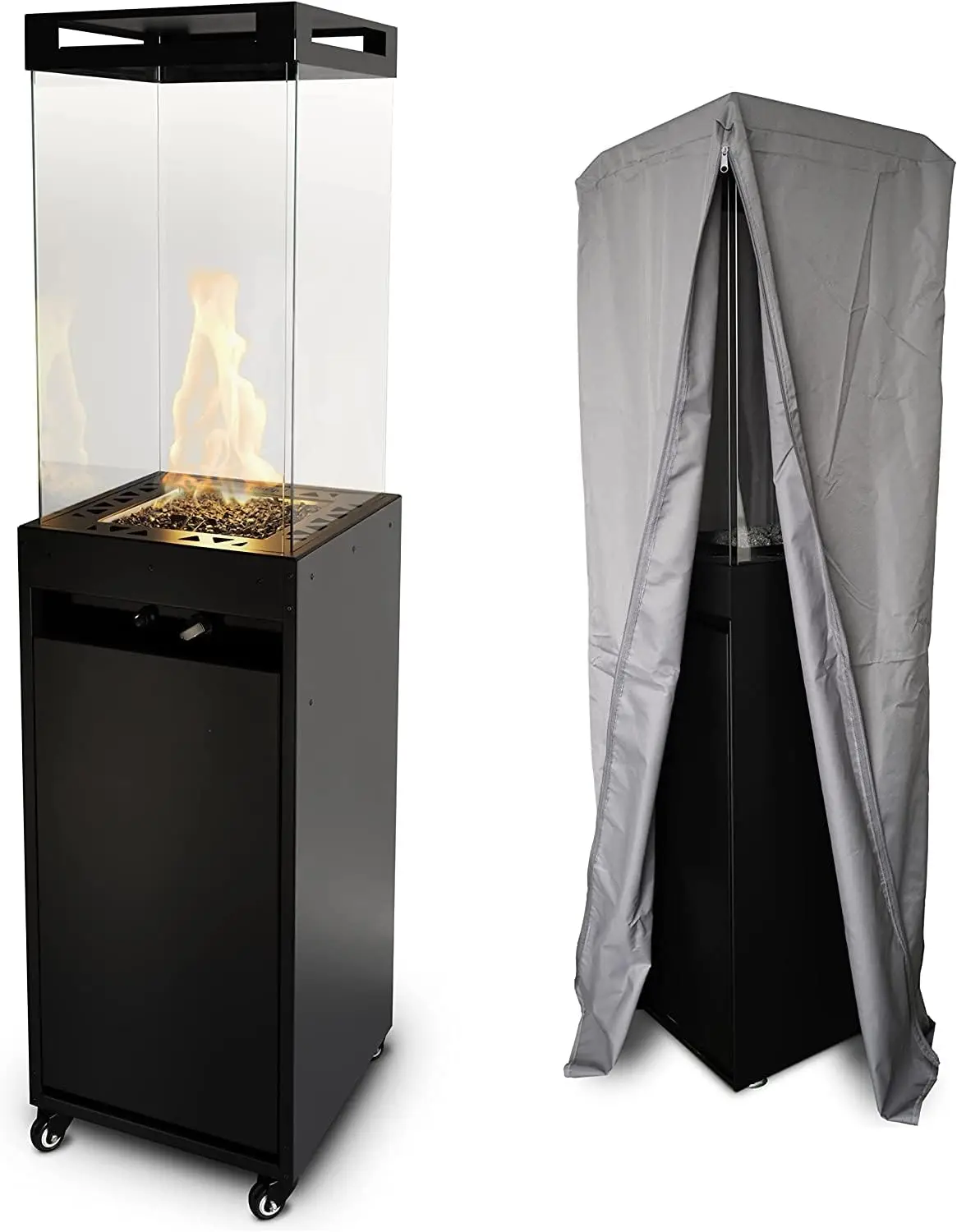 

Planika Lighthouse Outdoor Patio Heater Propane Fireplace Fire Pit Outside Gas Heaters with Cover Commercial Wall Mount