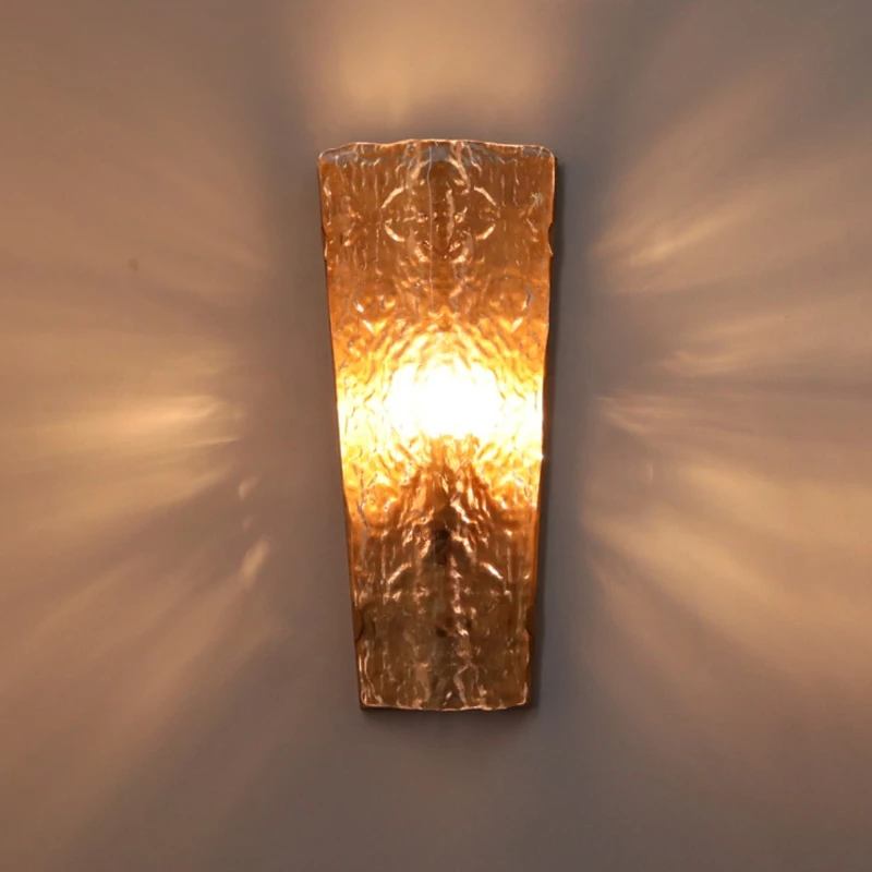 Bedroom Bedside Living Room Entrance All Copper Wall Lamp Retro Glass Wall Lamp Used for Illuminating Study Balcony Dining Room