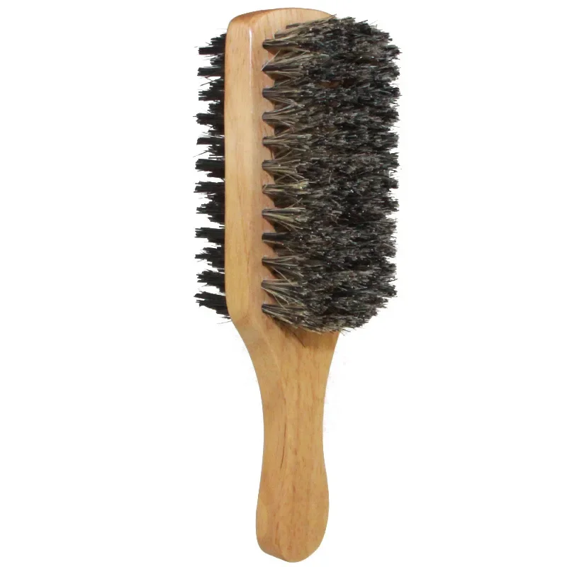 Men Boar Bristle Hair Brush  Natural Wooden Wave Brush for Male, Styling Beard Hairbrush for Short,Long,Thick,Curly,Wavy Hair