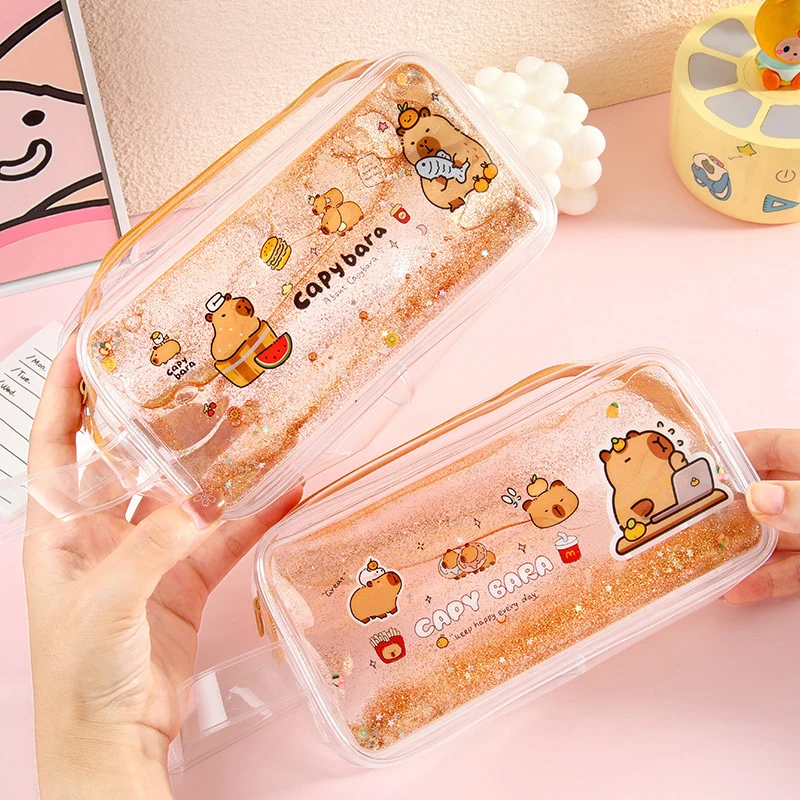 Многофункциональная портативная сумка для ручек, мультяшная капибара, сумка для хранения канцелярских принадлежностей, офисные и школьные принадлежности, школьный карандаш, детские подарки