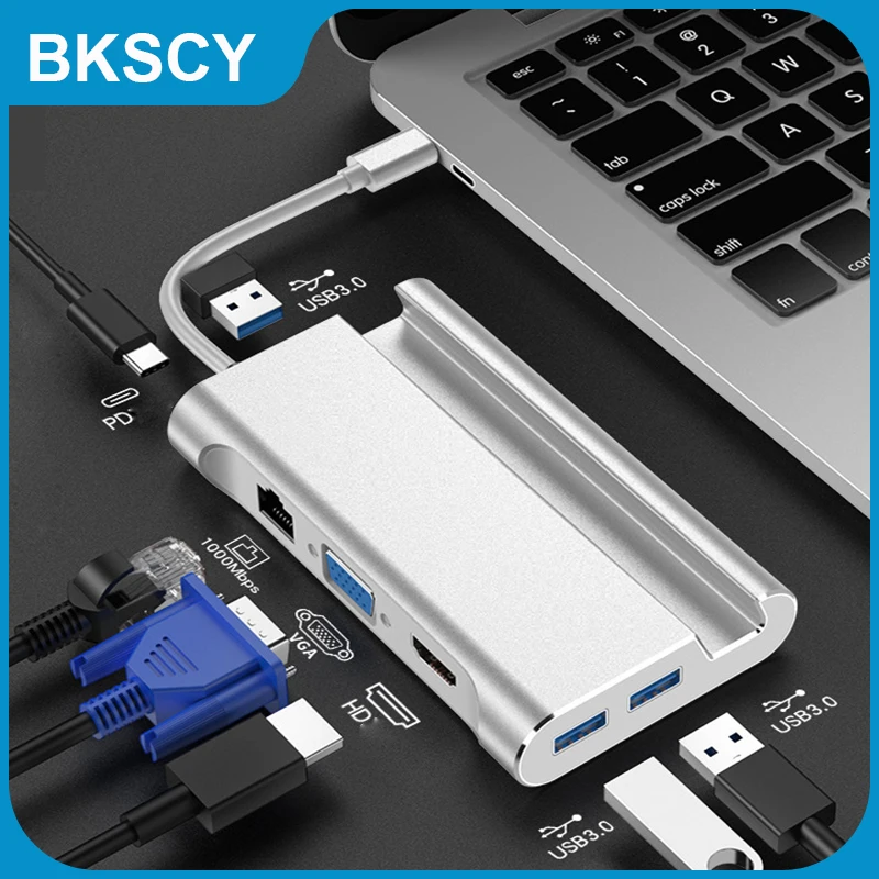 

Usb C Dock Hub USB 3.0 Type C To VGA RJ45 PD HDMI-compatible Docking Station Adapter for Macbook Samsung S10 S23 USB-C HUB Dock