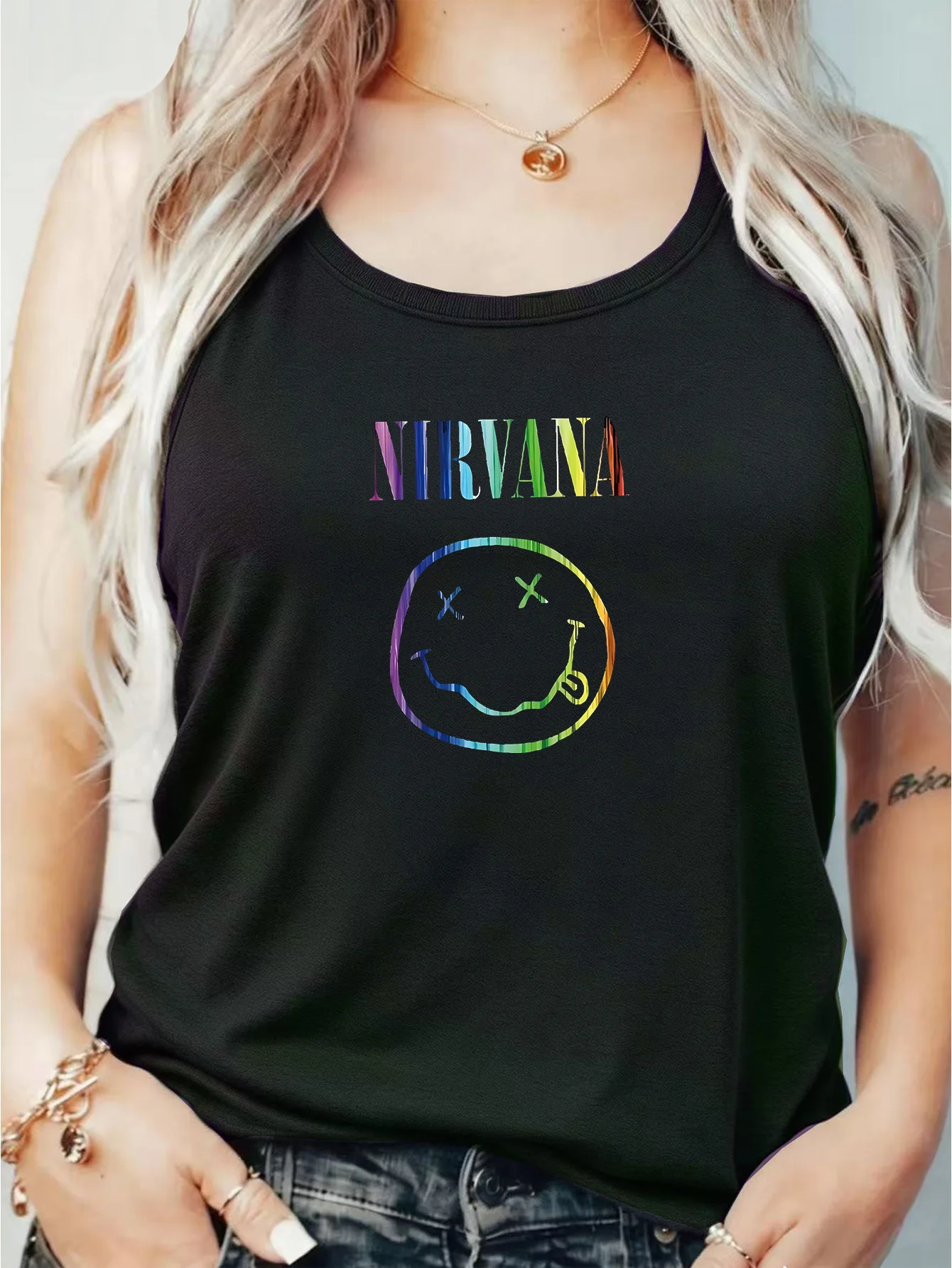 

Loose Fit Printed Pocket T-Shirt for Women with Ribbed Collar round Neck 1-8XL plus Size Comfortable Casual Vest