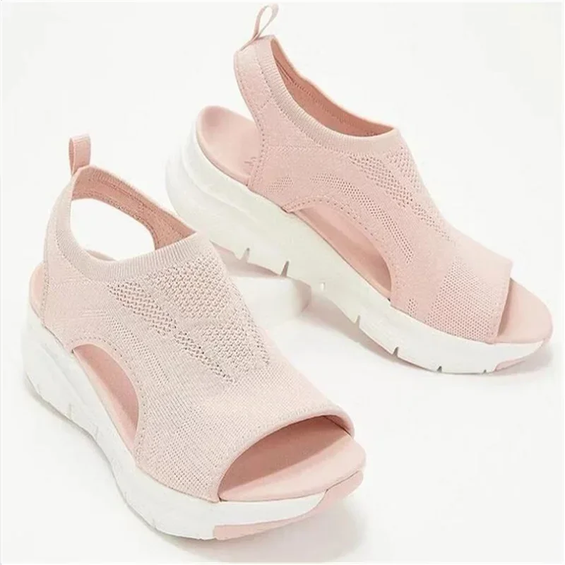 2024 Frauen Sommer Mesh Casual Sandalen Damen Keile Outdoor flache Plattform Schuhe weibliche Slip-On leichte Komforts chuhe plus Größe