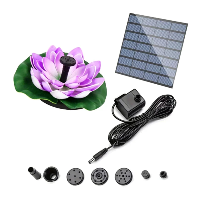 

ABUH-Solar Fountain Pond Outdoor Bird Bath Fountains Solar Power Floating Garden(Purple)