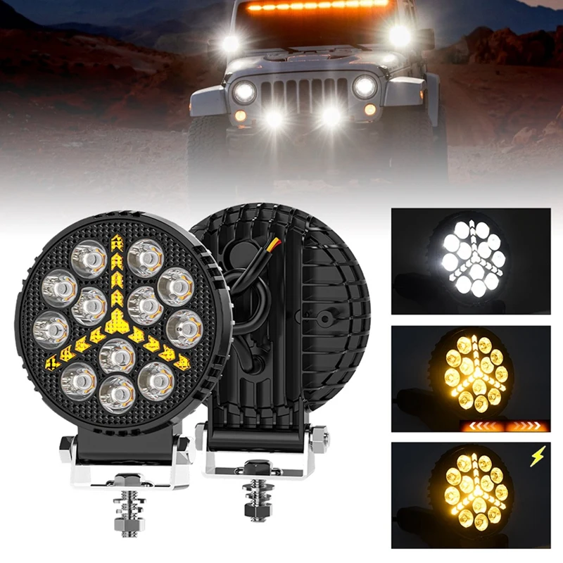 4 Inch Car LED Work Lights Flash Spotlights Day Running Lights For Truck ATV UTV SUV Motorcycle Cart Trailer Boat