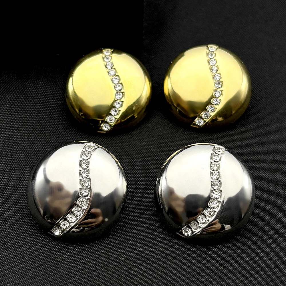 

Charming Cute Rhinestones Round Stud Earrings for Women Girls Stainless Steel Luxury Gold Color Ear Studs Party Jewelry Gift