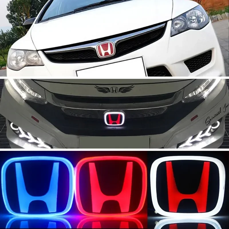 1pc PMMA Car Front LED Emblem Sticker Rear Trunk Light Badge for Honda Accord Civic Odyssey CRV Inspire Amaze Vezel Decoration