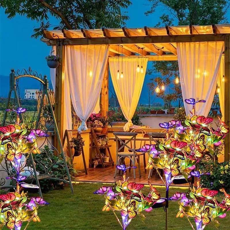 

2026 Wedding Party Valentine's Day Ramadan Decorations Outdoor Camping LED Garden Fairy Simulation Butterfly Solar Lawn Lamp