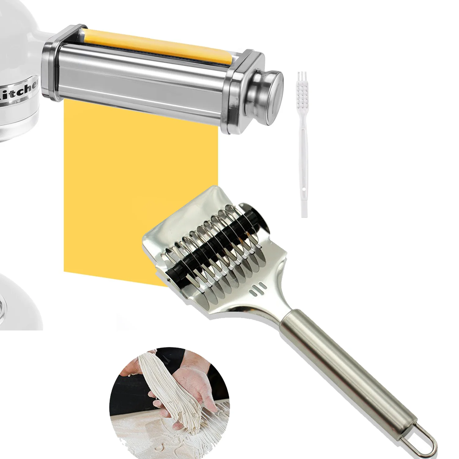 Nudelwalze für alle Kitchenaid-Standmixer, Nudelschneider aus Edelstahl zum Herstellen von Spaghetti/Fettuccine