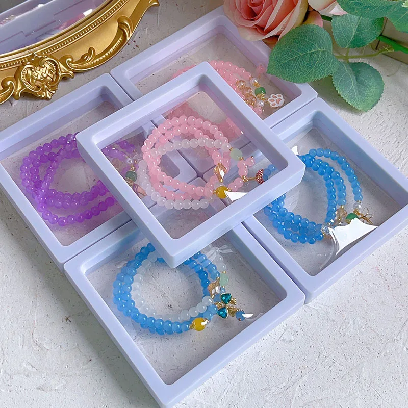 Spring and Summer New Three-Circle Student Glass Bracelet Female Cute Sweet Fairy Style Beaded Bracelet Stationery Shop Bracelet