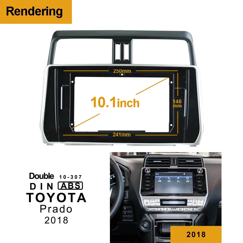 

1Din 2Din Car DVD Frame Audio Fitting Adaptor Dash Trim Kits Facia Panel 10.1inch For Toyota PRADO 2018 Double Din Radio Player