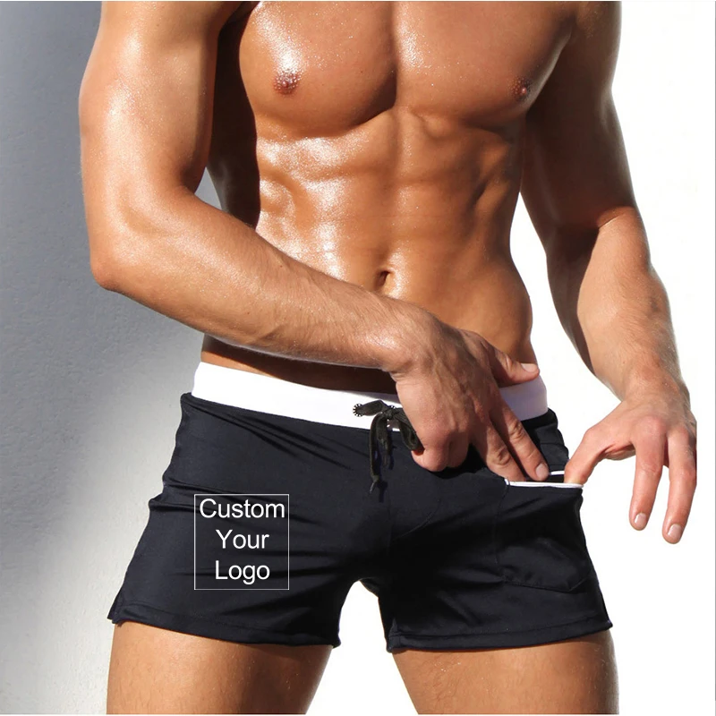 Custom Logo Sexy Swimsuit Swimwear Men Maillot Swim Briefs Beach Shorts Swimming Trunks Swimwear