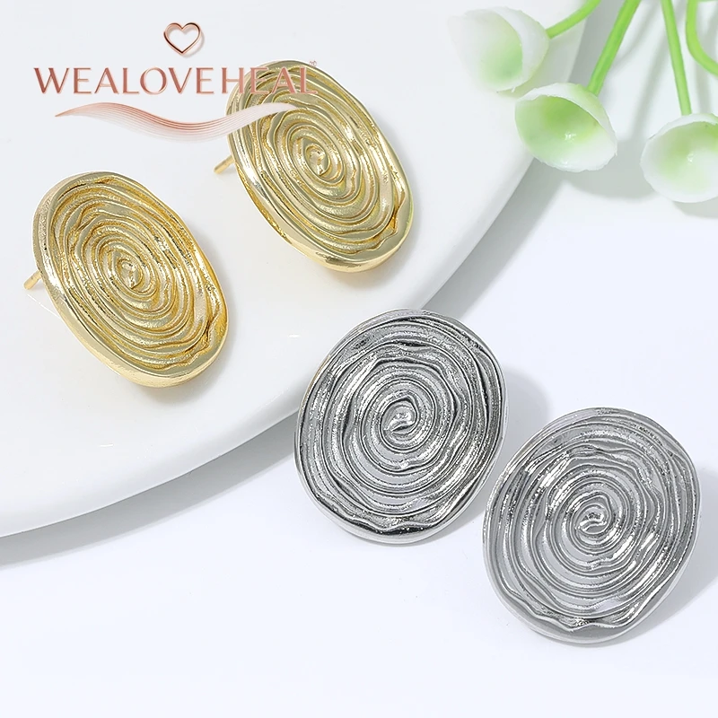 1 Paar 18K vergoldete Messing-Spiral-Ohrstecker für Damen, Baumring-Holzmaserung-Ohrringe für den täglichen Gebrauch, Party oder als Geschenk – Detail 18