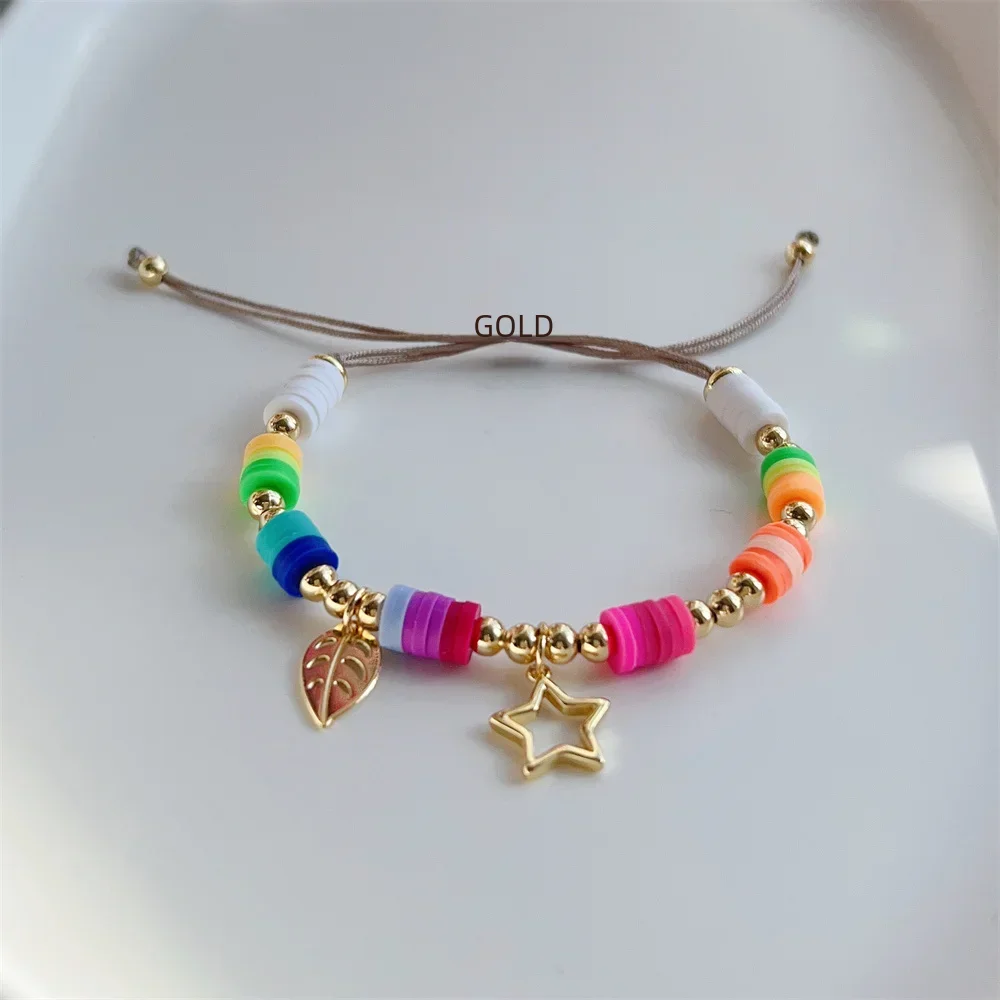 أساور KKBEAD-بوهو للنساء ، ورقة ، سحر النجوم ، حبات هيشي الملونة ، مجوهرات للفتاة والصديق