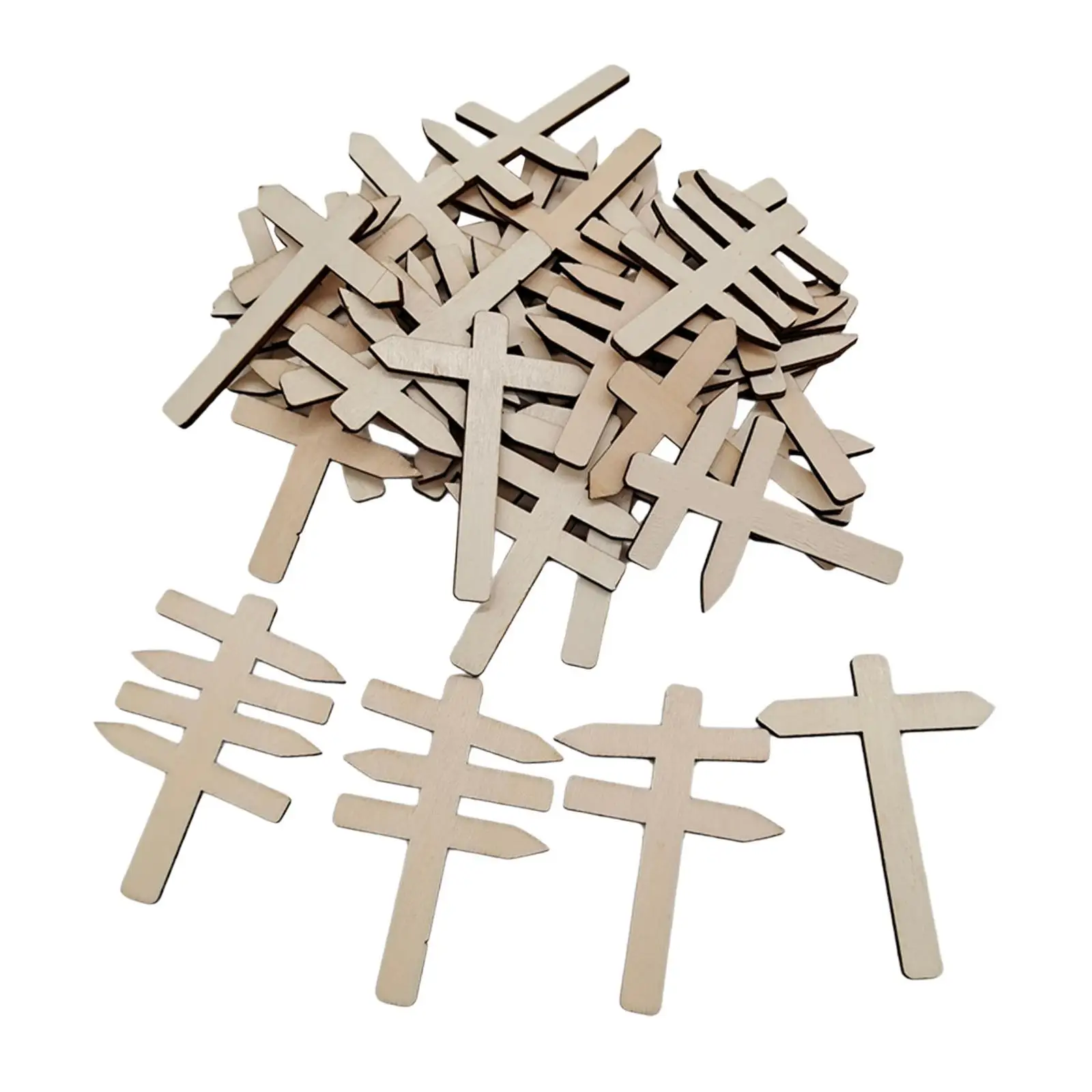 50Pcs Sand Table Directional Sign Mini Signposts Play House Decorative DIY Supplies Wooden Directional Sign for Model Railway