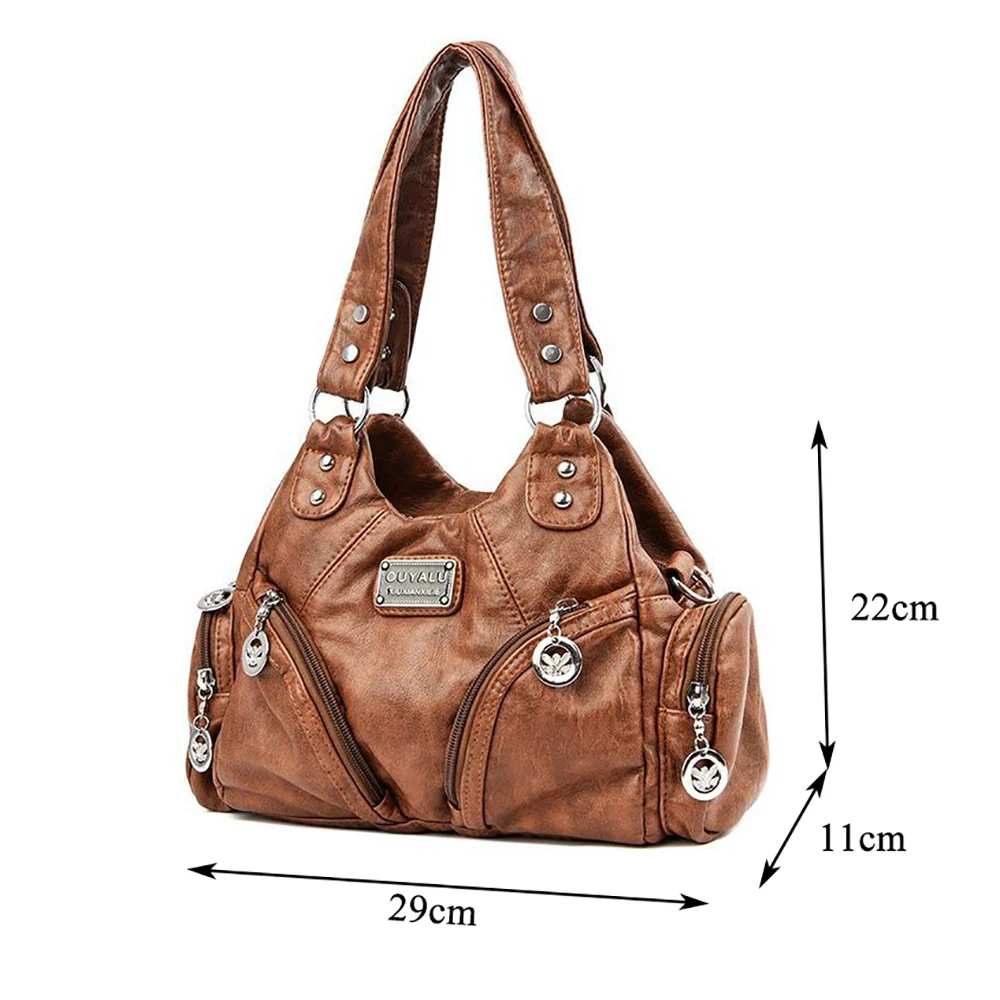 حقائب كتف ريترو من جلد البولي يوريثان حقائب يد فاخرة مصممة للنساء حقيبة حمل عصرية حقائب كروس للدراجات النارية للنساء #5