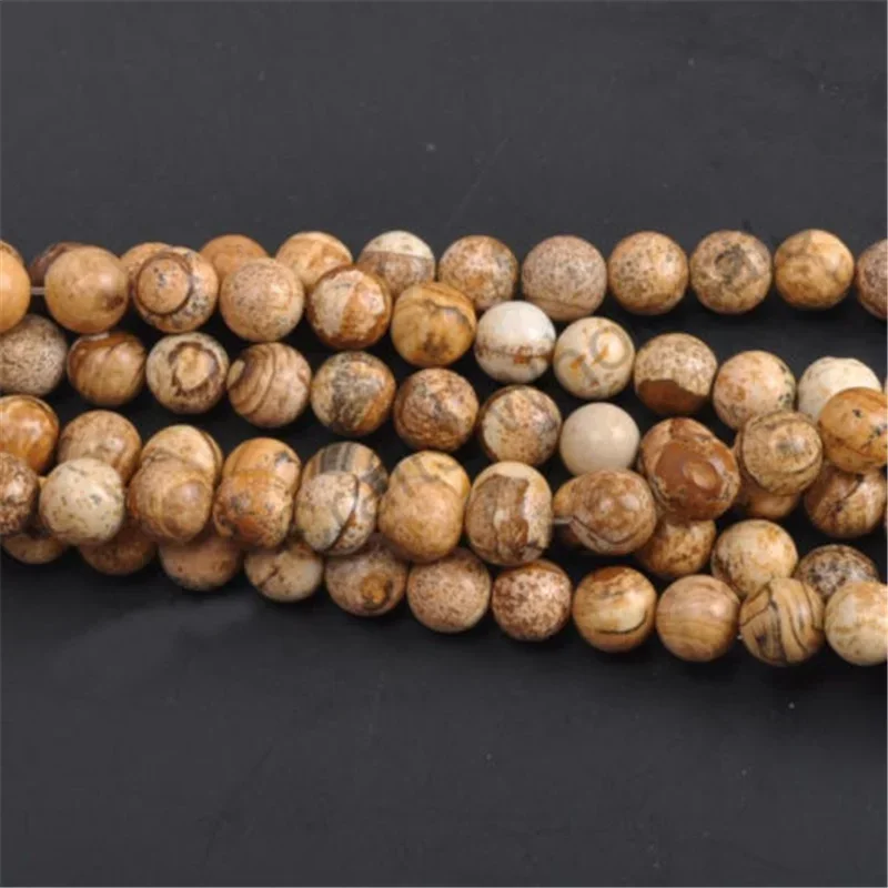 Picture Stone Bead Round Spacer Loose Beads for DIY Handmade Jewelry Making Accessories