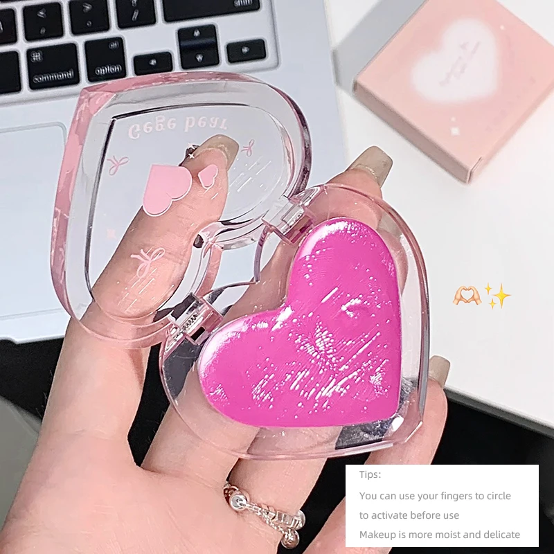 Natural Rose Pink Love Heart Water Light Shimmer Cream Multiuse Blush Clear Transparent Face & Body Highlighter Brighten Contour