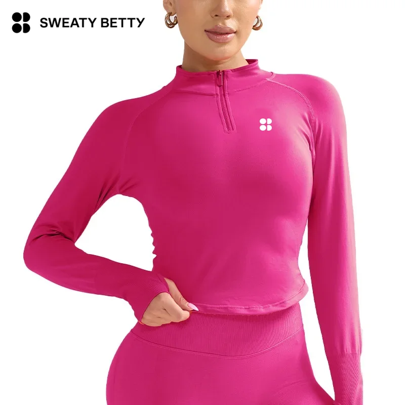 

Sweaty Betty multi-color half zipper long sleeved women's yoga clothes, Prati yoga tops, quick drying fitness clothes, outerwear