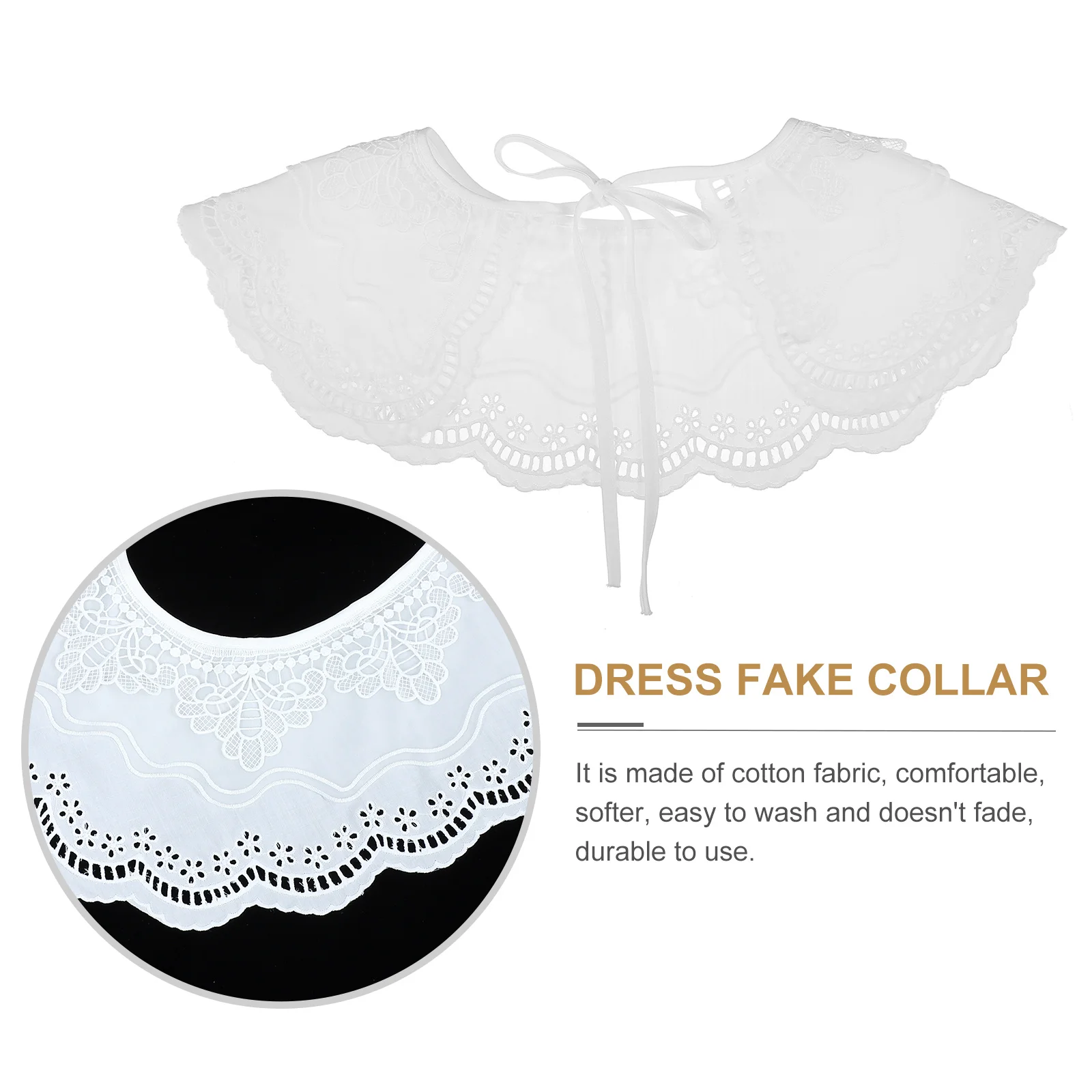 

1pcs Cotton Lace Shawl Collar Detachable Women Fashion Neck Cuff For Blouse Dress Spring Summer Office Wear False Collar