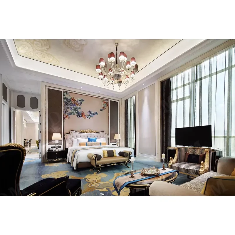 Modern Bedroom Furniture Set Hotel Room Furnishings Contemporary Bedside Table Wardrobe Dresser Home Decor Interior Design