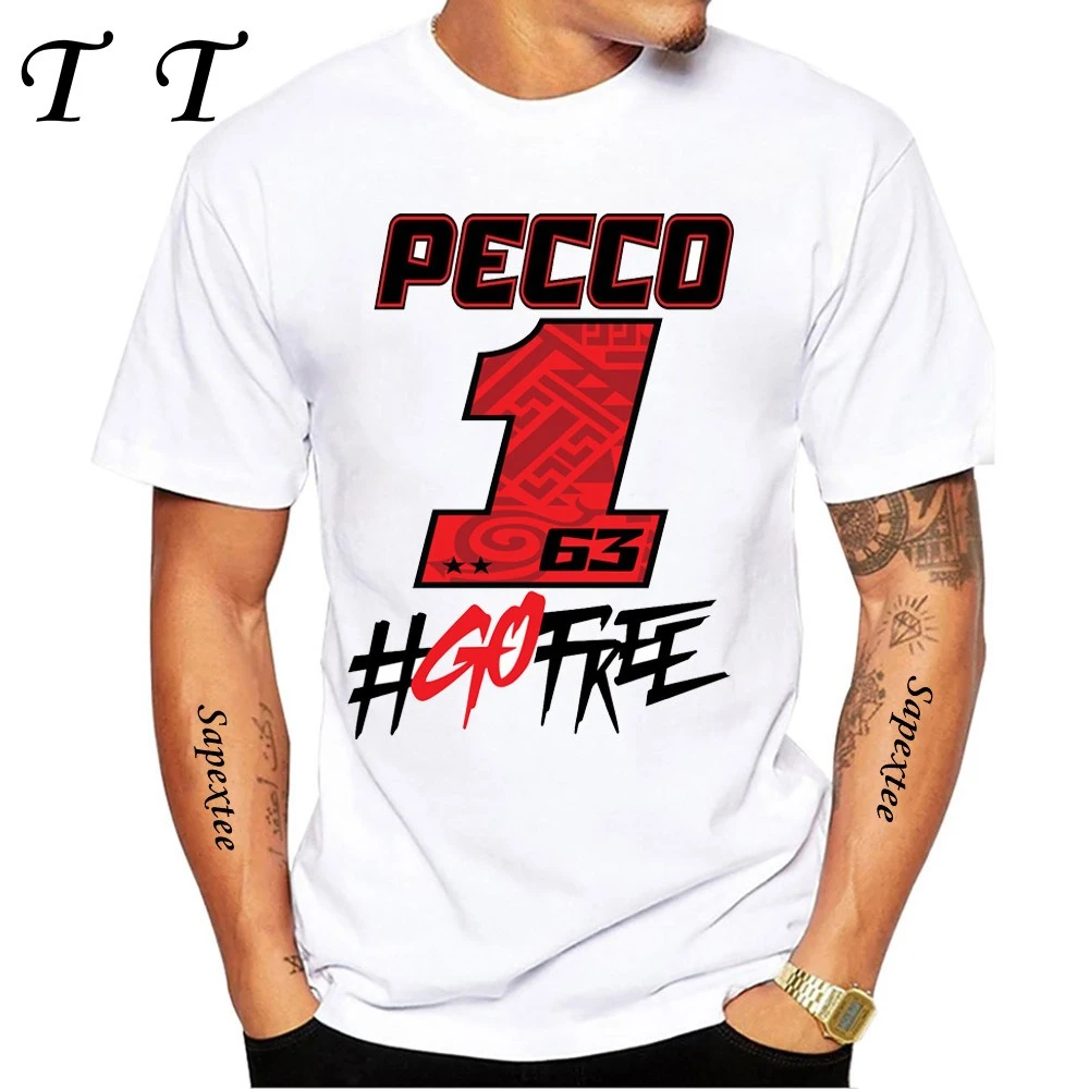 

2025Francesco Bagnaia Pecco 1 GP Riding T-Shirt Hip Hop Boy Rider Casual T Shirt Pecco 63 Man Motorcycle Sport Racing White Tees