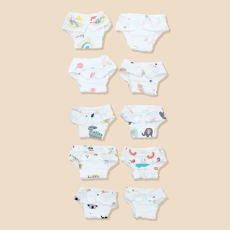 3/5Pcs Washable baby cloth diapers 12 layers 100% cotton gauze cartoon baby training pants waterproof newborn cloth diapers