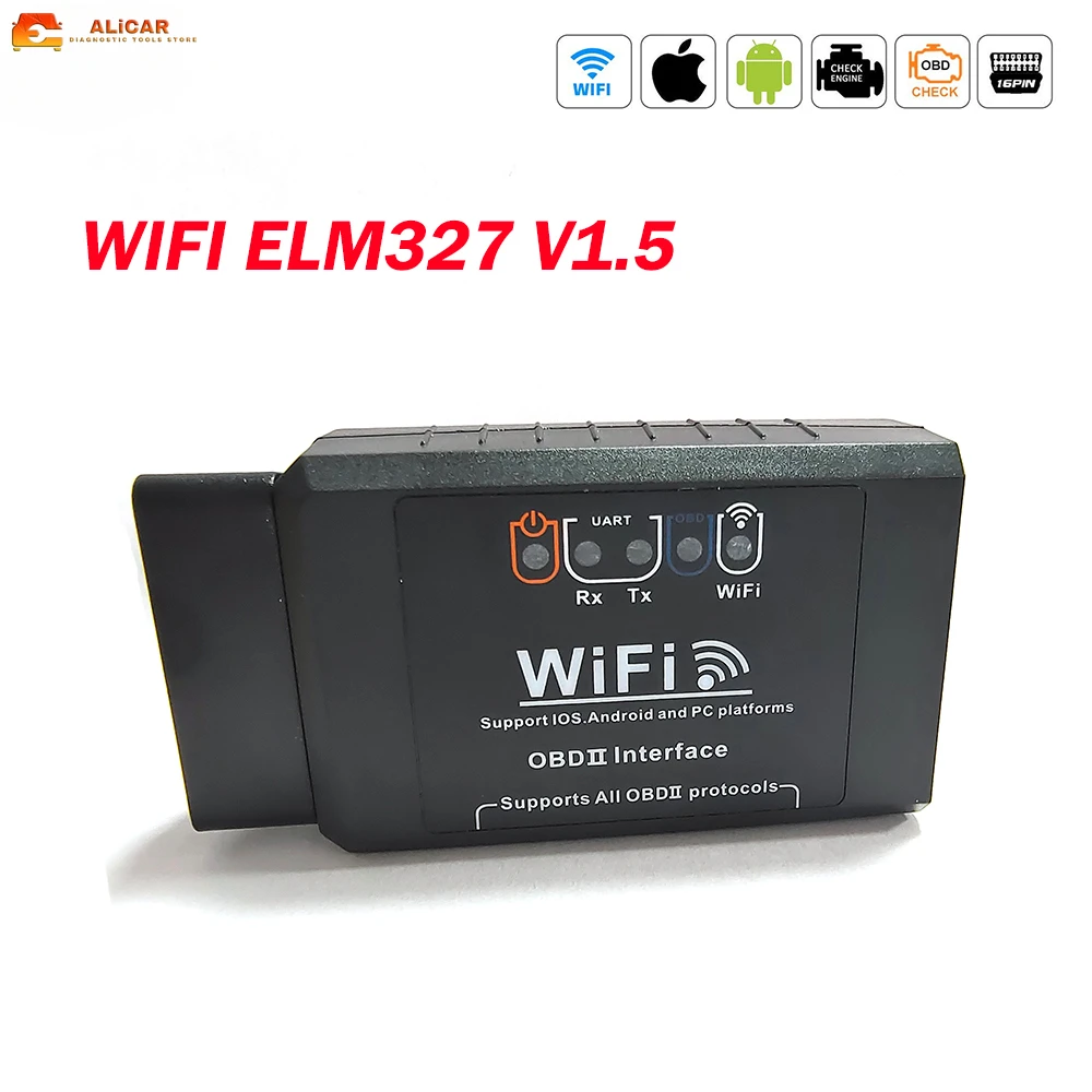 

V1.5 WiFi OBDII ELM327 OBD2 Auto Scanner For IOS/Android/PC Bluetooth ELM327 Engine Diagnostic TOOL