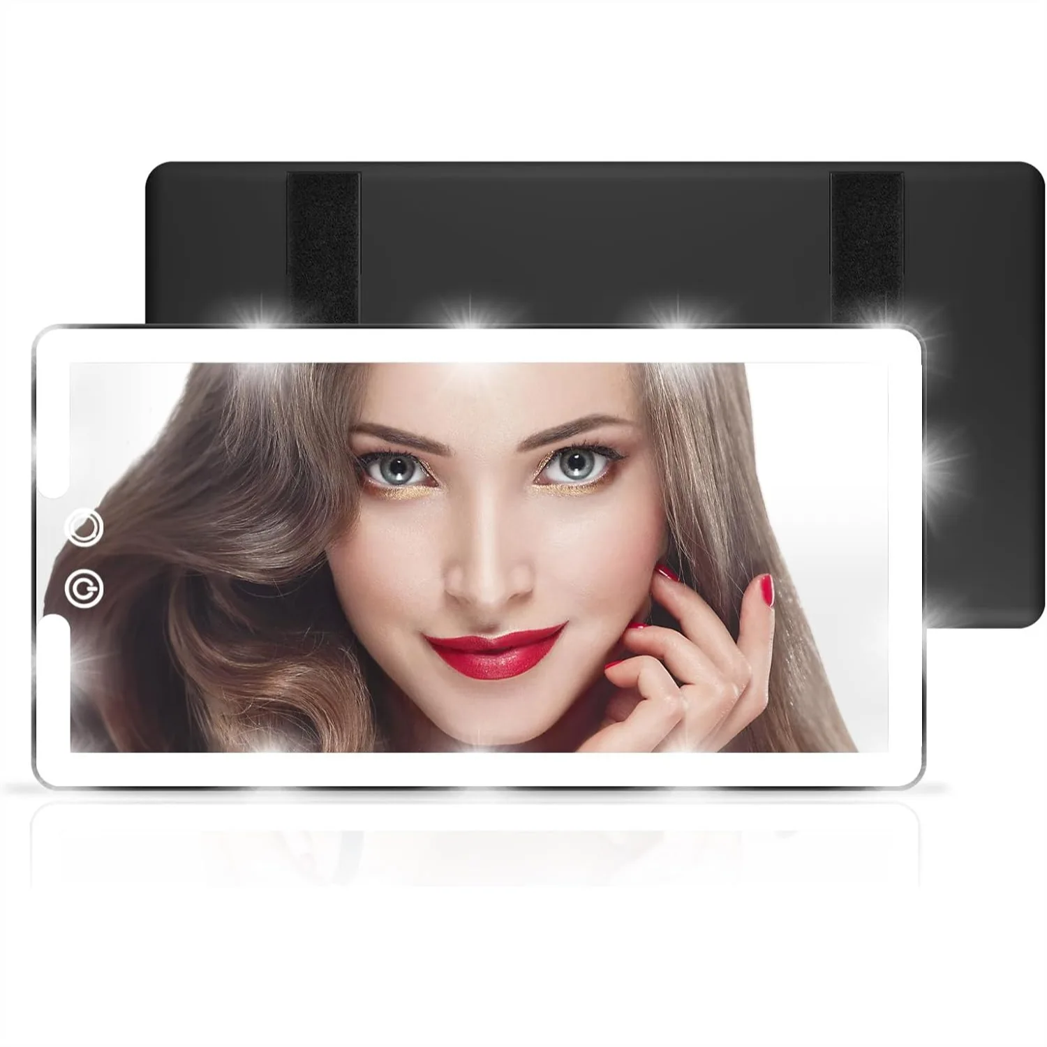 

Large LED Sun Visor Vanity Mirror For Car, Dimmable Rechargeable Makeup Mirror With 3 Color Modes, Universal Fit For Most Vehicles