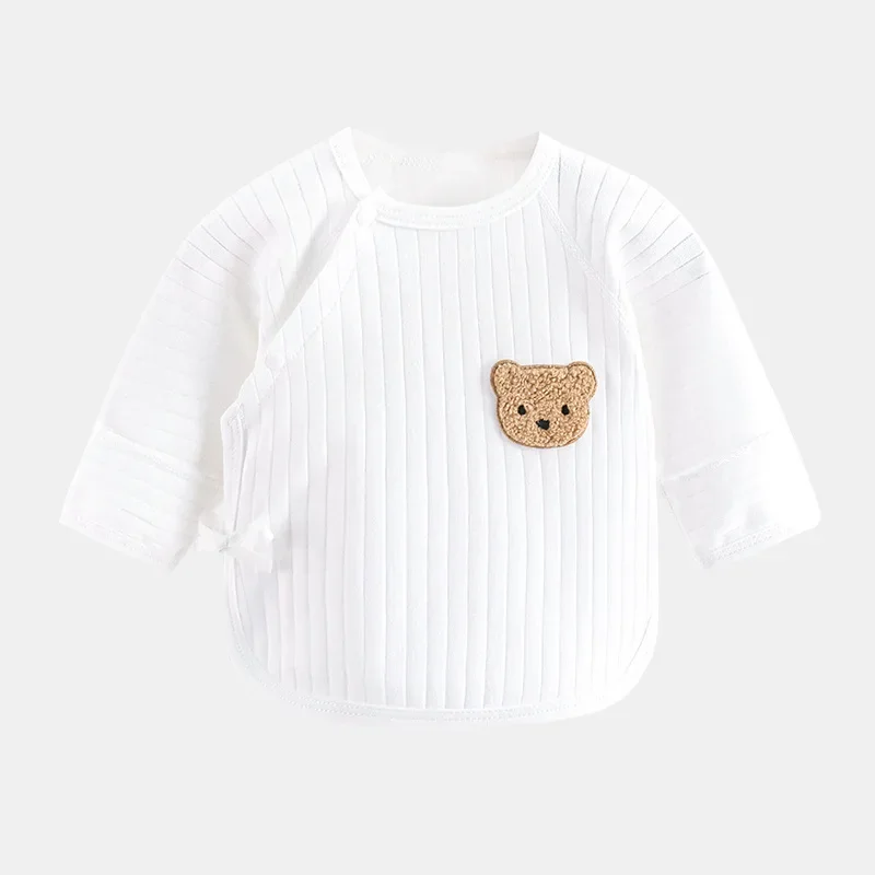 Urso de malha camisetas para bebê recém-nascido, pijama Sprint, camisolas monocromáticas, 100% algodão, roupas de bebê menino e menina, camiseta