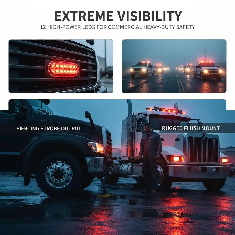 2Pcs 12V 24V Universal Car Rear Red 12LED Fog Lamps for Commercial Truck Van Bus Emergency Use