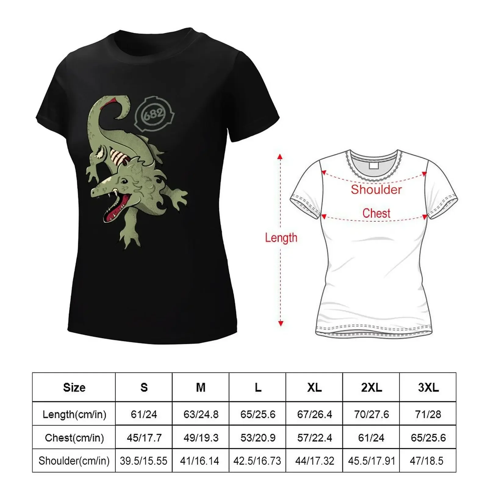 SCP-682 Hard-to-Destroy Reptile T-shirt animal print shirt for girls lady clothes t shirt for Women