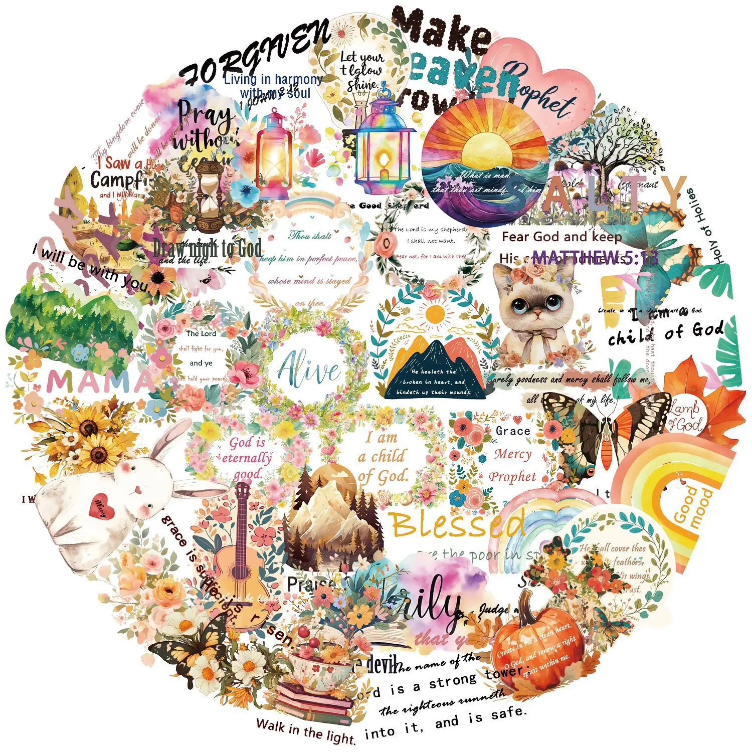 สติกเกอร์กันน้ำลายการ์ตูนสร้างแรงบันดาลใจ 50 ชิ้น สำหรับตกแต่งสมุดโน้ต กระเป๋าเดินทาง แก้วน้ำ กีตาร์ และของเล่น