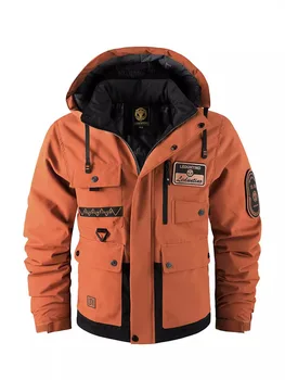 New men's thick padded jacket outdoor warm padded jacket winter men's large size hooded jacket waterproof