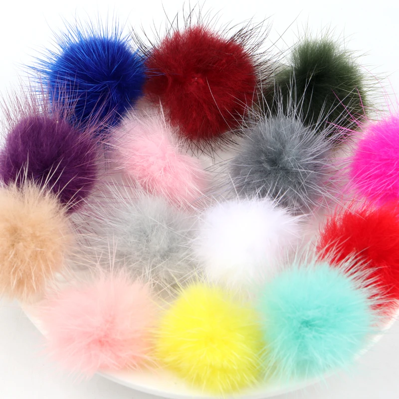 3CM/10PCS DIY Pompons Mink Fur Ball Pomom In Key Chains As Jewelry Colorful Pompoms For Headdress Earrings Accessories Crafts