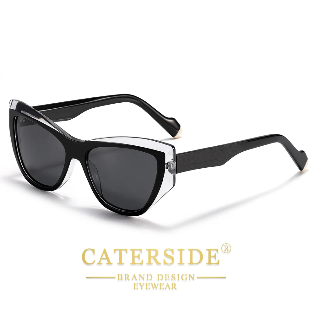 CATERSIDE Frauen Stil Sonnenbrille Acetat Cat Eye Rahmen Farbe-Blocking Design Suneyewear Männer Mode Luxus Fahren Gläser UV400 – Detail 11