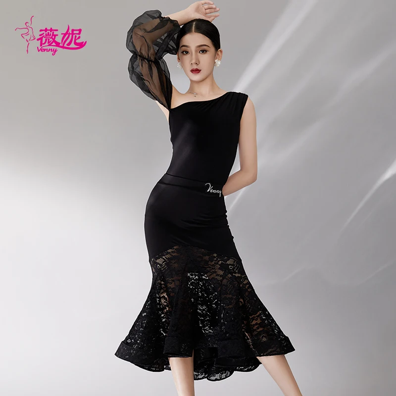 مجموعة Vennystyle Modern Dance مكونة من قطعتين للفتيات، تنورة الفالس غير المتماثلة، ملابس قاعة الرقص القياسية #2