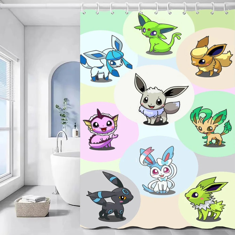 P-pokemon Shower Curtains for Bathroom Accessories Set Shower Curtain Waterproof Bath Sets Fabric the European Products Home