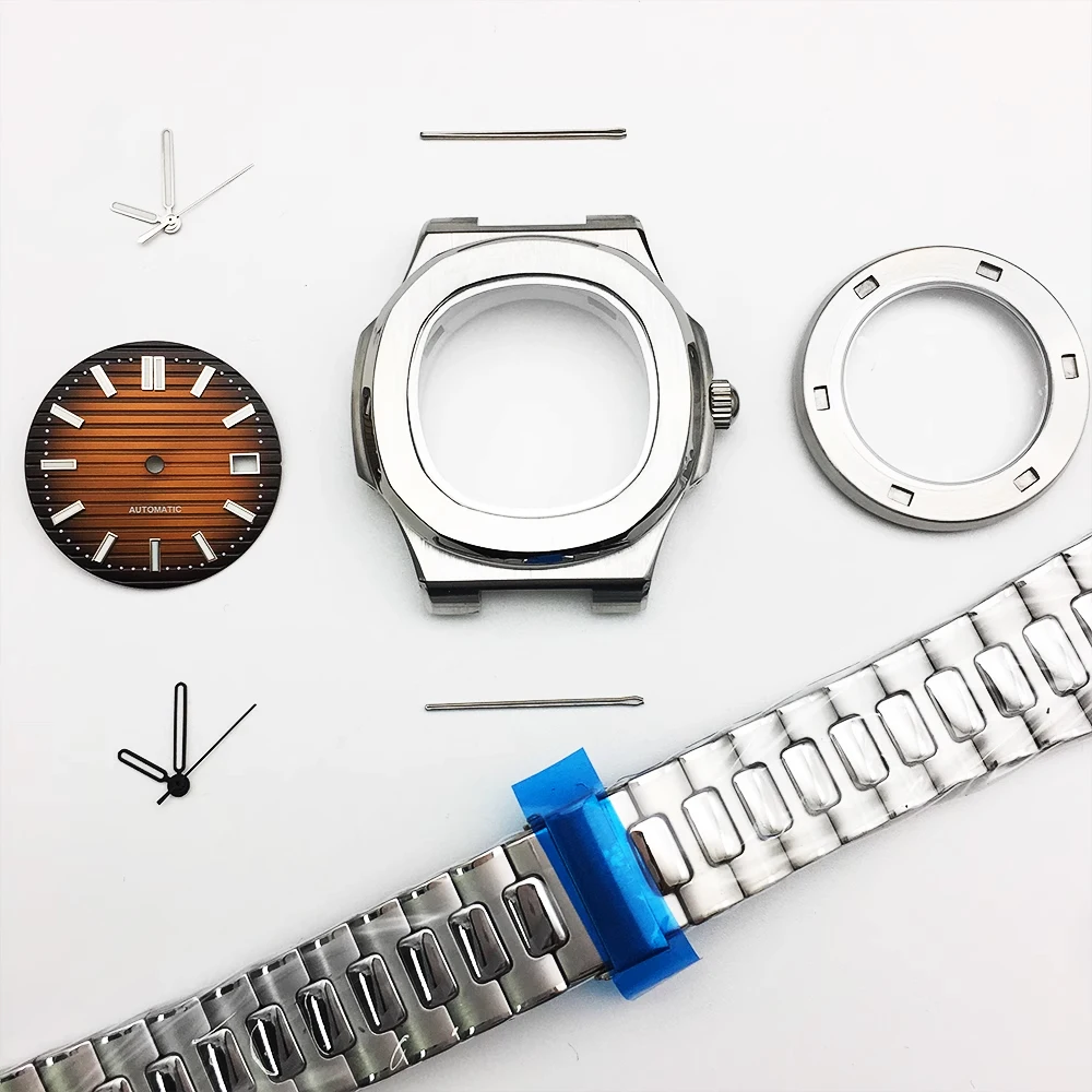 Caja de reloj para hombre con cristal de zafiro plateado, 39mm, Esfera luminosa verde y manecillas adecuadas para accesorios de reloj con movimiento NH36