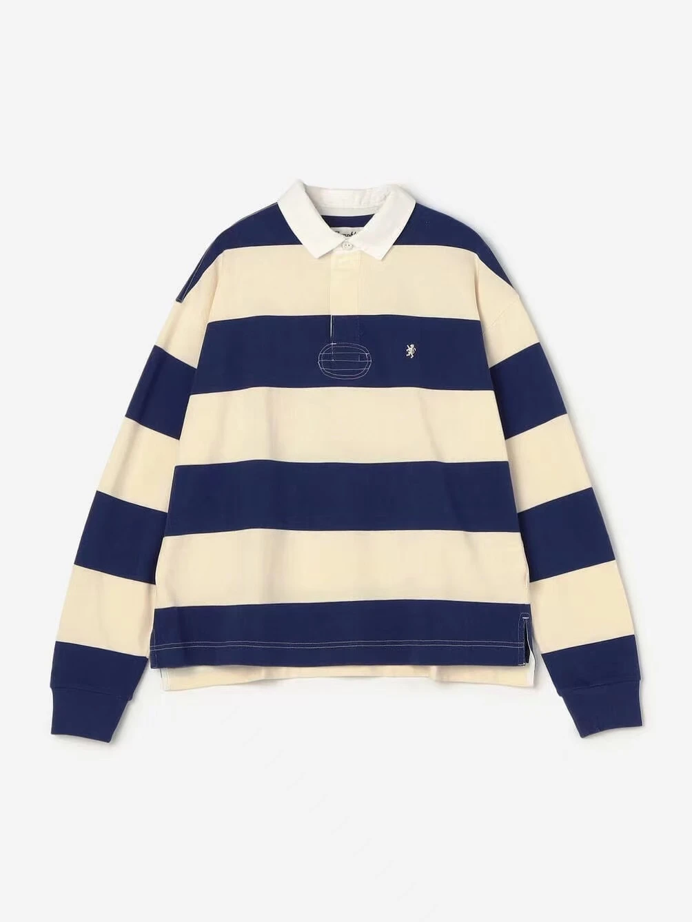 Camiseta holgada de rayas anchas para hombre, camiseta universitaria japonesa Sle irt a juego, colaboración de León, algodón, larga, Sve