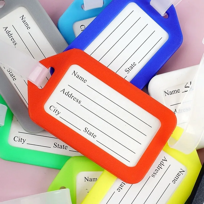 2/10PCS Luggage Tags Durable Plastic Baggage ID Holders with Address Label Travel Suitcase Name Tags for Women Men