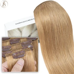 TESS-extensiones de cabello humano con Clip de 20 pulgadas, extensiones de cabello Natural, cabeza completa, Clip de cabello rubio, piezas de cabello Remy, 5 unidades por juego