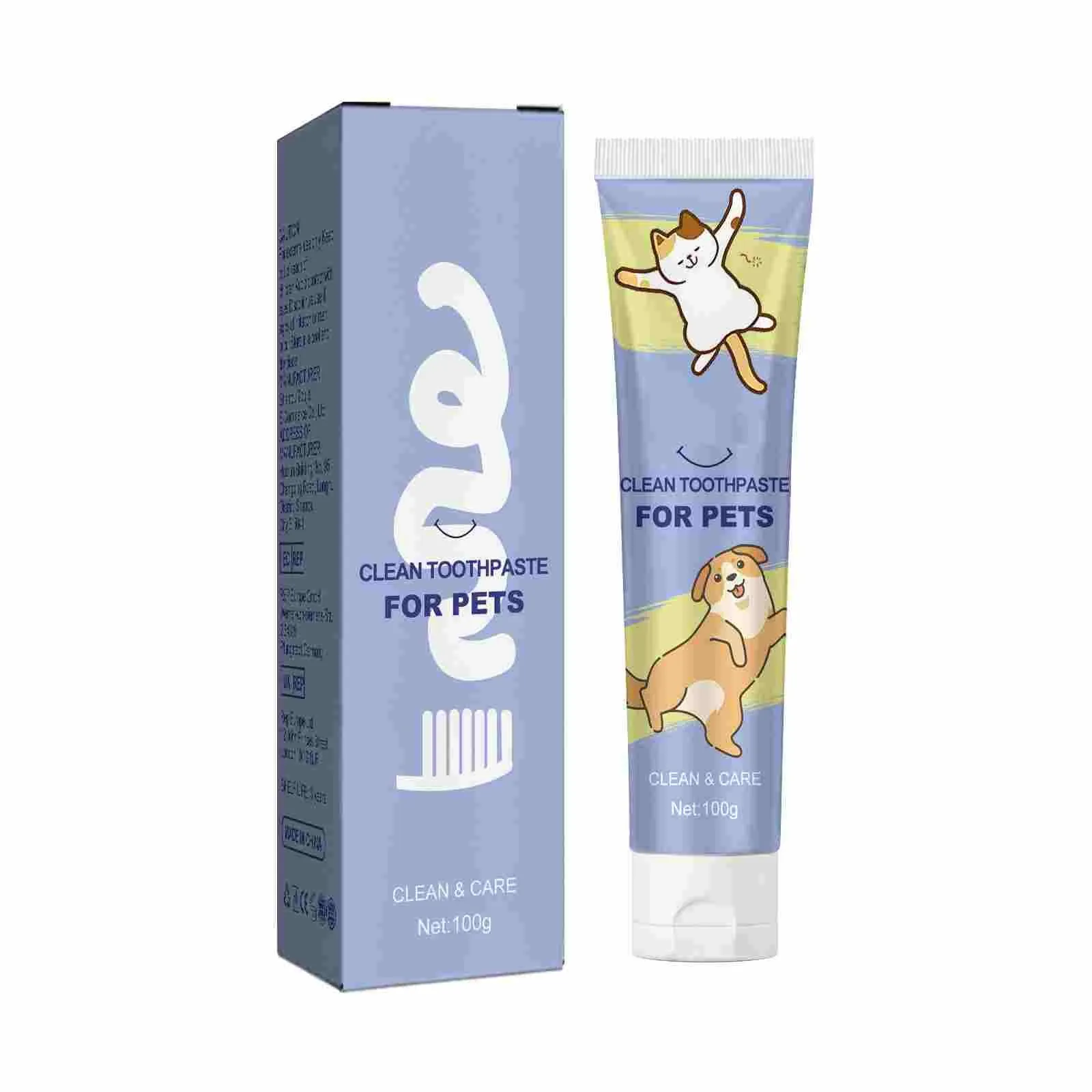 Pet Toothpaste Toothbrush Set Natural Ingredients Double-Headed Toothbrush Cleans Oral Protection Teeth Gums For Cats And Dogs