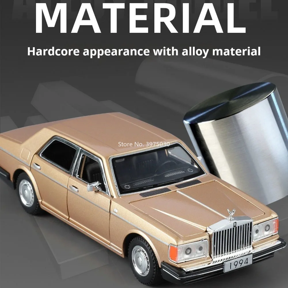 1:32 롤스로이스 실버 스퍼 ‌   모델 장난감 빈티지 자동차 합금 다이캐스팅 휠 풀백 미니어처 차량 사무실 테이블 장식품