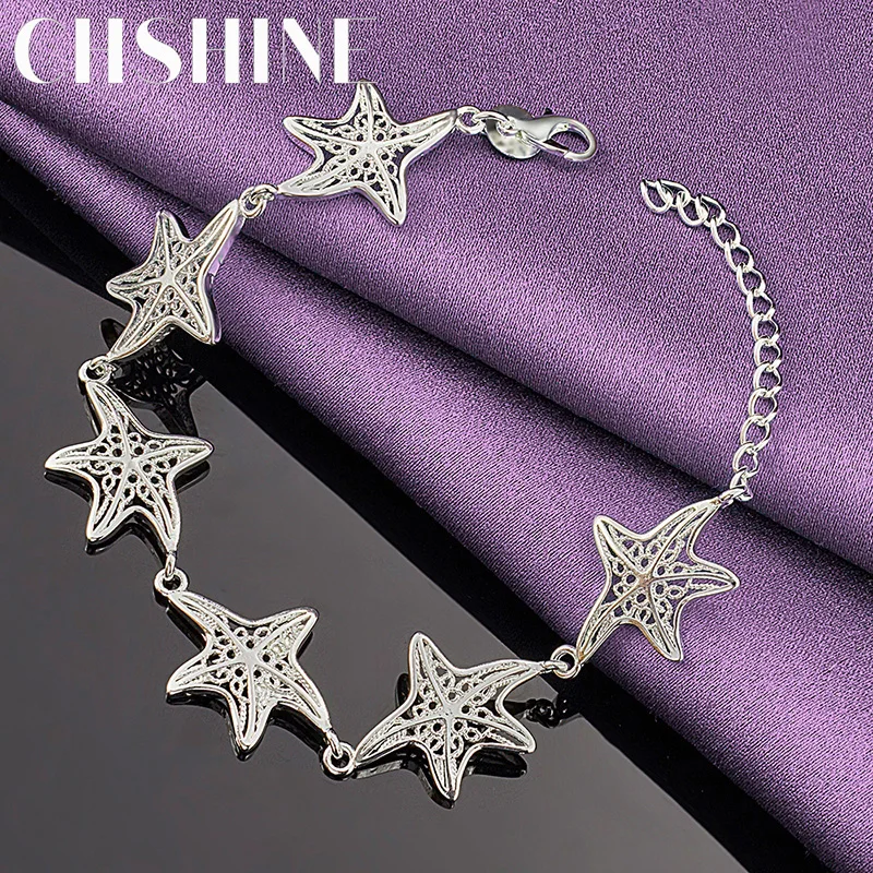 

CHSHINE Fine 925 Sterling Silver Charm Stars Bracelet Chain For Women Wedding Party Fashion Jewelry Wholesale Free Shipping