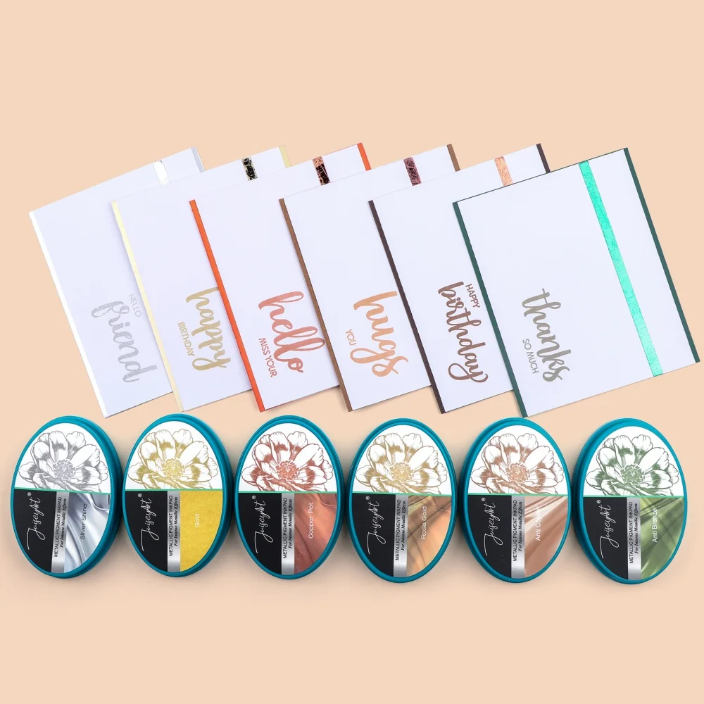 

Многоцветные металлические пигментные чернила для тиснения, чернильный тампон для тиснения, для поделок своими руками, добавляют нотку бледного золотого мерцания и сияния.