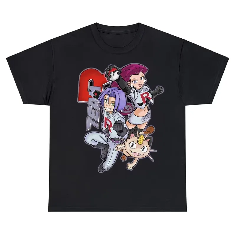 2026 Pok É Mon Animation Rocket Team Cartoon Printed T-shirt Summer Men's and Women's Plus Size Loose Casual Short Sleeved