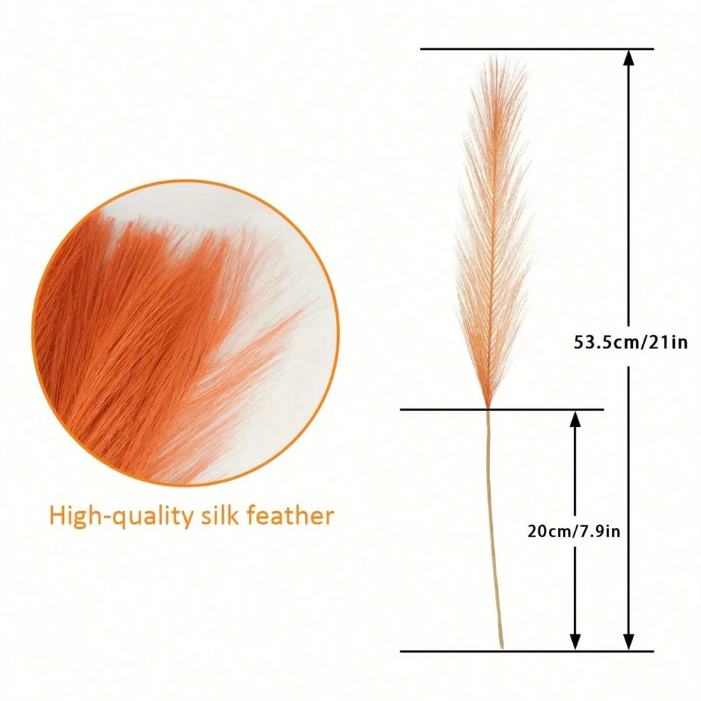 5/10/20pcs Orange Artificial Reeds,21.65in Tall Plush Faux Grass,Large General Pampas Tree Branches,Wedding Party Decoration - Image 2